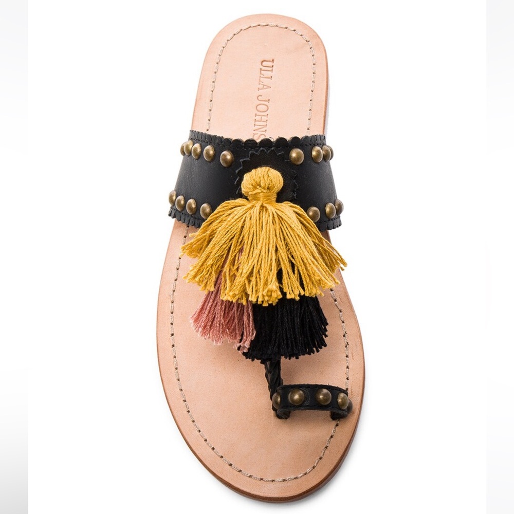 Ulla Johnson Black and Yellow Bohemian Sandals